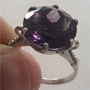 Vintage Sterling Silver and Amethyst Ring Size 8